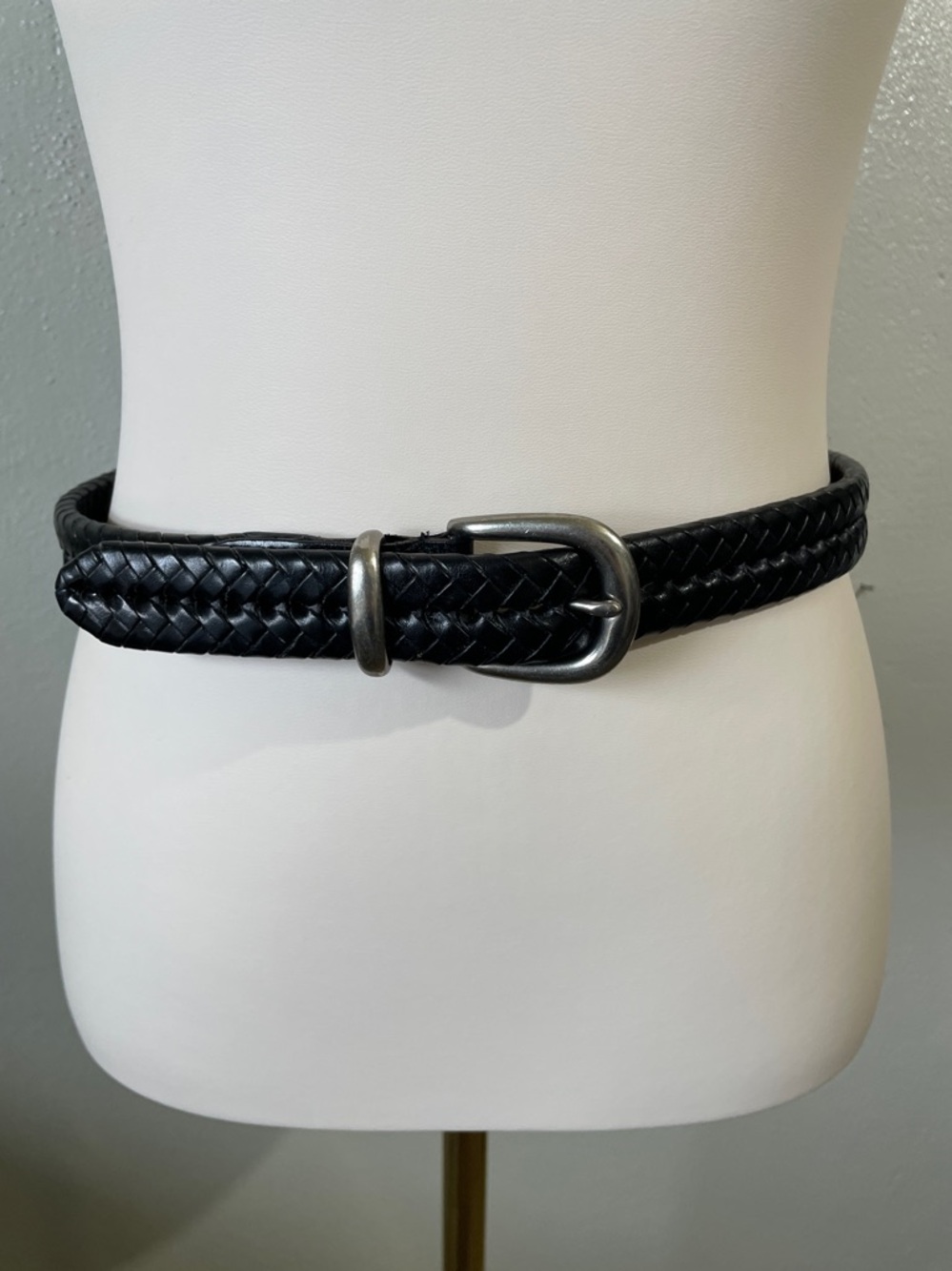 Coach Woven Leather Belt Style 5922 Brass Buckle USA Black Mens 30 Unisex VTG